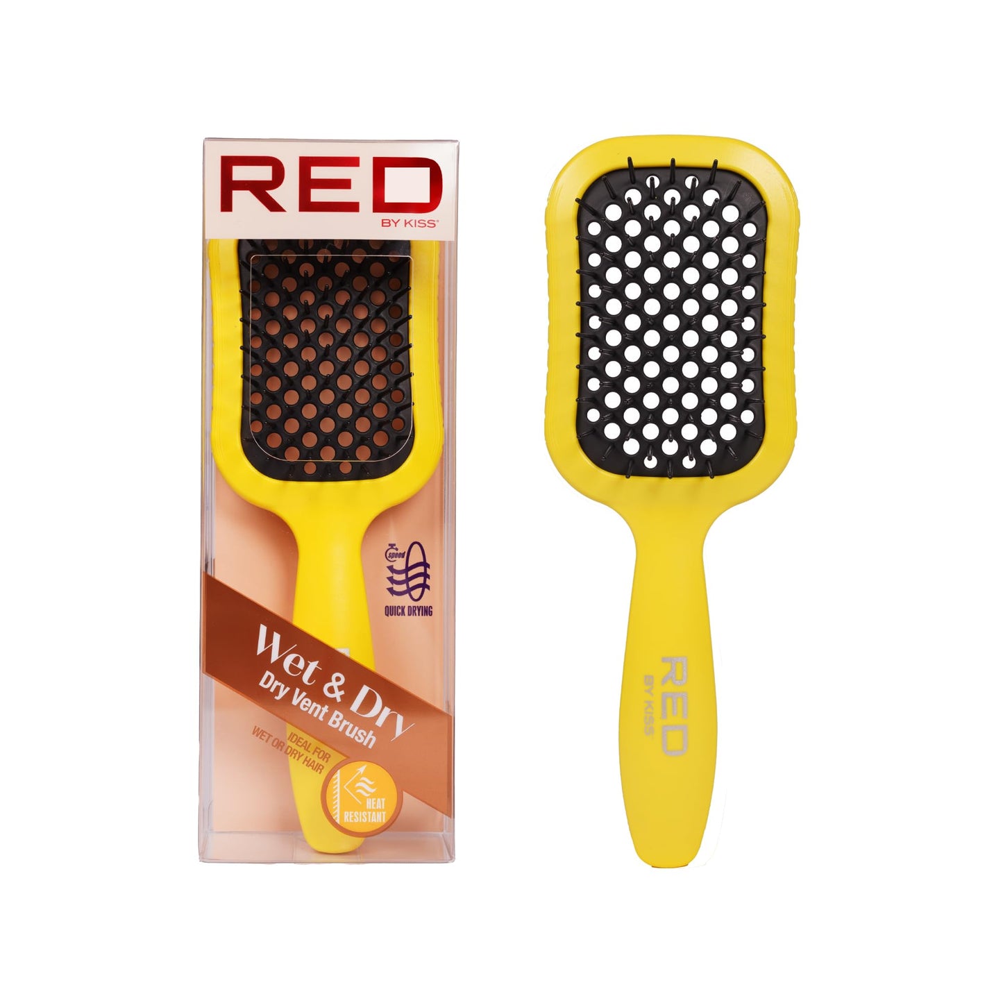 RED by Kiss Dry Vent Heat-Resistant Hair Brush, Detangling Fast Blow Drying for Wet Dry Curly Thick Straight Hair, Vented Detangler for Women Men Children Kids